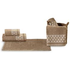 Jogo de Banho Petit Poá 5 Peças Toalha de Banho Rosto e Tapete 100% Al