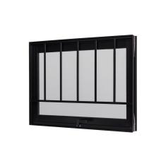 Janela De Aluminio Maxim-ar 60x80cm Com Grade E Vidro Boreal Ultra Ramassol Preto