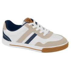 Tênis Infantil Molekinho Casual In Branco Com Detalhes Marinho