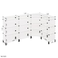 Balcão de Atendimento L Modulado em Vidro 1,50 x 1,10 x 1,00