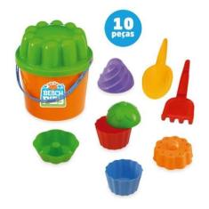Balde de Praia Beach Play 10 peças Incrível Lindo Usual Brinquedos