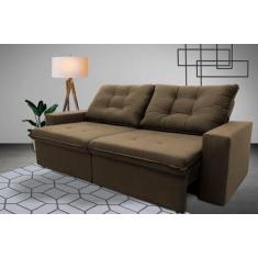 Sofá Retrátil/Reclinável Malta 2,00m Suede Velut Bege c/ Molas no Asse