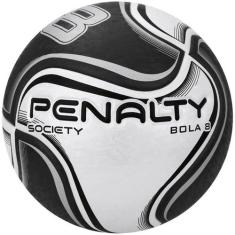 Bola de Futebol Society Penalty 8 X, Branco e Preto, 66-69cm