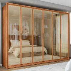 Guarda Roupa Casal 6 Portas Reflecta 4 Gavetas 100% MDF Freijó New Ref