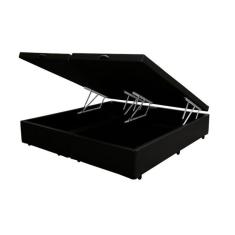 Base Box Baú Blindado King Bipartido AColchoes Sintético Preto 41x193x203