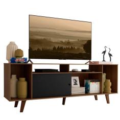 Rack para TV até 65 Polegadas Madesa Cancun com Pés - Rustic/Rustic/Preto