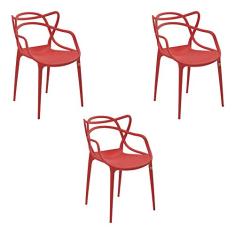 Kit 3 Cadeiras Decorativas Sala e Cozinha Feliti (PP) Vermelha - Gran Belo