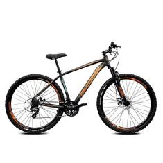 Bicicleta Aro 29 Alfameq Tirreno 27v Hidráulico K7 e Trava Preto com Laranja e Verde 15