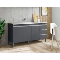 Balcão Gabinete Para Cozinha Andréia 160 cm com Tampo 