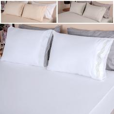 Jogo de Cama Casal 3 Peças Micro Percal 300 Fios Bordado - BF Colchões