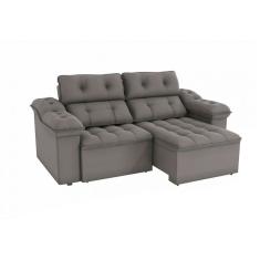 Sofá 4 Lugares Retrátil e Reclinável Sierra Molas Veludo Titânio 265 cm