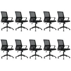 Kit 10 Cadeiras Giratória Escritório Diretor Tokyo Preto