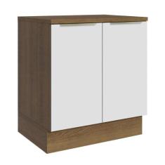Balcão Madesa Lux 70 cm 2 Portas - Rustic/Branco Veludo (Com Tampo), R