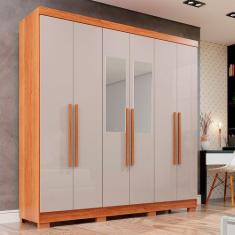 Guarda-Roupa Casal com Pé 6 Portas com Espelho 2 Gavetas Recife Sallêt