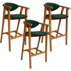 Kit 03 Banquetas Alta Cozinha Bancada Bar Sala de Jantar Fixa Cecília 