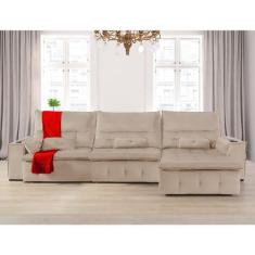 Sofá Fusion 3.30m Elétrico com USB e Vibro Massagem - Sofisticato, beg