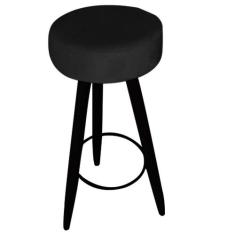 Kit 02 Banqueta Alta Flora Pés Palito em Madeira Preto  Bar Bistrô Coz