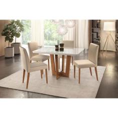 Conjunto Sala de Jantar Patros 4 Cadeiras Mobillare, Imbuia/Cinamomo/T