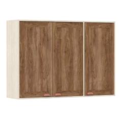 Armário Aéreo de Cozinha 120 cm 3 Portas 5 Prateleiras Sofia Luciane M