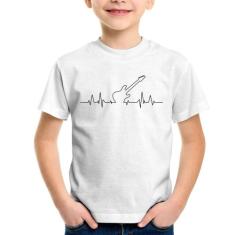 Camiseta Infantil Guitarra Batimentos Cardíacos - Foca na Moda, Branco