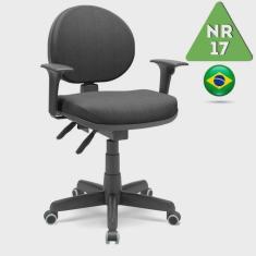 Cadeira de Escritório back system operativa plus c/ Braços Reguláveis - tecido preto - plaxmetal