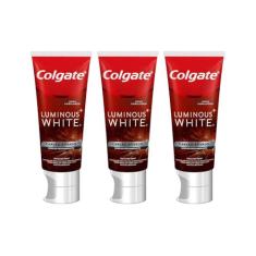 Kit C/ 3 Cremes Dental Clareador Colgate Luminous White Carvão Ativado 70g
