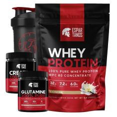 Kit Whey Concentrado + Creatina + Glutamina + Shaker-Unissex