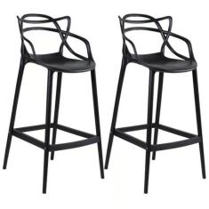 Conjunto 2 Banqueta Allegra Alta Master Preta Polipropileno