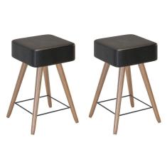 Kit 2 Banco Banqueta Rio Baixa 50cm Couríssimo Preto - Salaone Preto