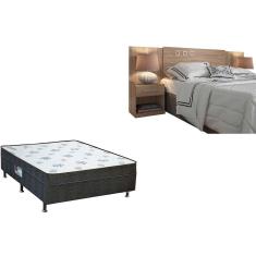 Cama Box Casal Conjugada Molas Union Ortobom + Cabeceira Plus Atacama-Jatobá