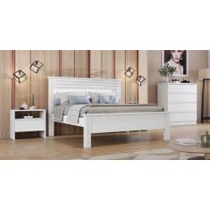 Cama Casal com Painel Ripado - Verona-Branco - Móveis Novo Horizonte