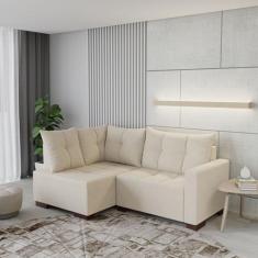 Sofá de Canto 4 Lugares com Chaise 181cm Suede Bege - Montreal