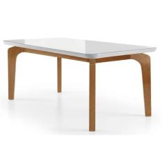 Mesa de Sala Jantar Londrina + Tampo Madeirado Vidro 180x90cm Imbuia -