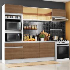 Armário de Cozinha Completa Madesa Diamante com Um Balcão e Tampo - Branco/Rustic