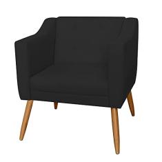 Poltrona Decorativa Lavinia Pés Palito Suede Preto - DS Estofados