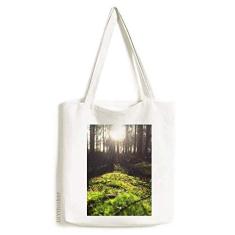 Bolsa de lona com paisagem da natureza da floresta, bolsa de compras casual