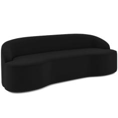 Sofá 4 Lugares Curvo Sala de Estar Living Lótus D02 Veludo Preto 230 cm C-300 - Lyam