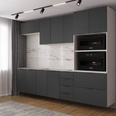 Cozinha Modulada 5 Peças sem Tampo sem Rodapé Ipanema Cabecasa Madeiramadeira Grafite Trama