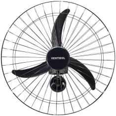 Ventilador de Parede Ventisol Oscilante, 3 Pás Premium, Preto, 60cm
