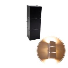 Arandela Focos Fachos Frisos 30cm P/ 2 Lâmpadas E27 - PRETA St1286 - S