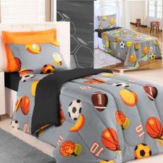 Kit Coordenado Edredom Com Lençol Solteiro Alegria - Cáqui - Casa Show