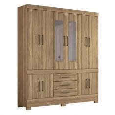 Guarda Roupa Casal New Murano 10 Portas e 3 Gavetas Amêndola com Espel