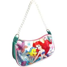 Bolsa de ombro feminina licenciada pela Disney com alça de contas, Multicor