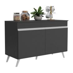 Balcão Cozinha Gabinete Pia 120cm 2 Portas Veneza Multimóveis V3738 Preto/branco Preto/branco