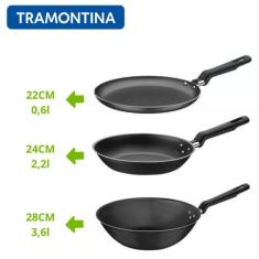 Jogo De Frigideiras Loreto 3 Peças Antiaderente - Tramontina, Preto