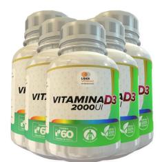 Vitamina D3 2000Ui 500Mg 60 Cápsulas Kit Com 5 Potes