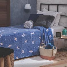 Manta Que Brilha No Escuro Planetas Jolitex 1,50x2,00m Azul