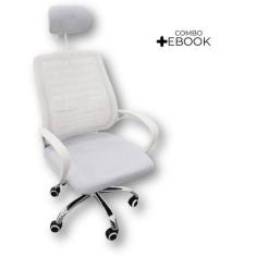 Kit 2 Cadeiras Escritório Diretor Mesh Encosto Branco E-book - Oficial