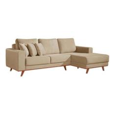 Sofá 3 Lugares Lombok com Chase 230 cm Veludo Bege - Mobly
