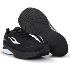 Tênis Esportivo Casual Com Cadarço Flex Action LIgShoes, 39, Preto, Br